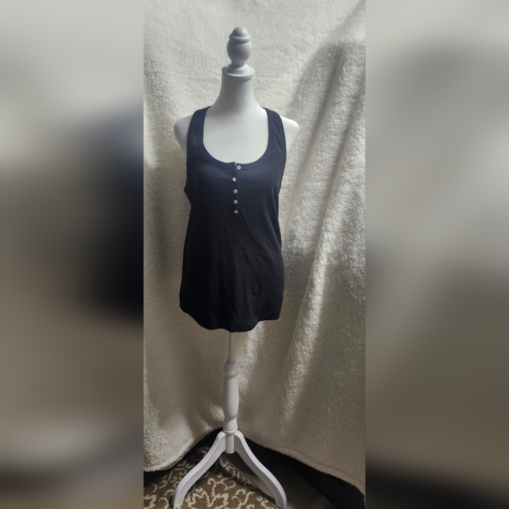 Black Sleeveless Button-Front Top SO Size: XXL